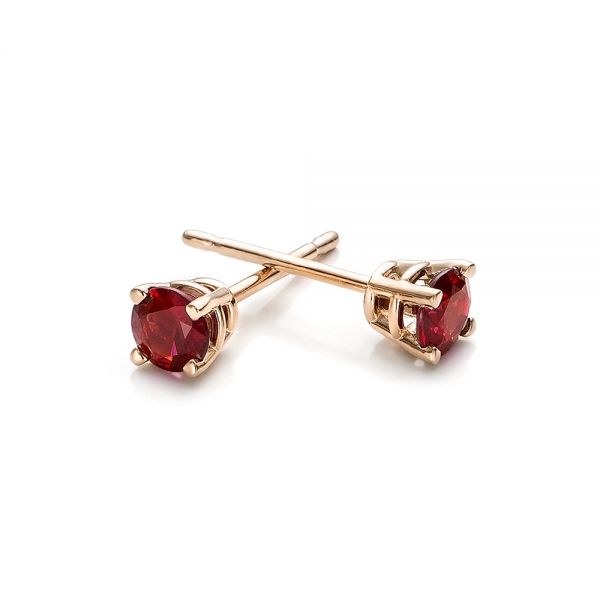 18k Rose Gold 18k Rose Gold Ruby Stud Earrings - Front View -  100951