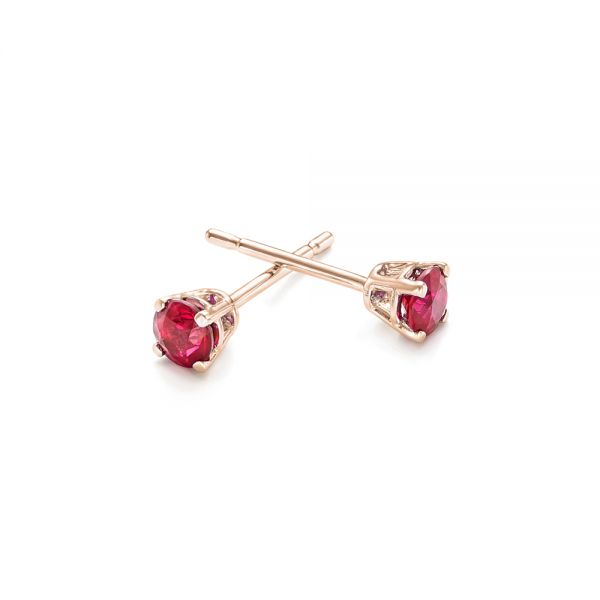 14k Rose Gold 14k Rose Gold Ruby Stud Earrings - Front View -  102626