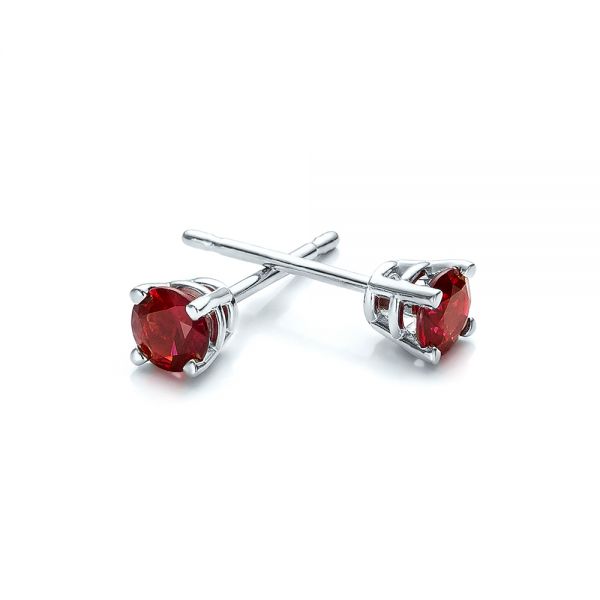 14k White Gold 14k White Gold Ruby Stud Earrings - Front View -  100951