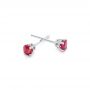 14k White Gold Ruby Stud Earrings - Front View -  102626 - Thumbnail