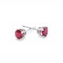 14k White Gold Ruby Stud Earrings - Front View -  102723 - Thumbnail