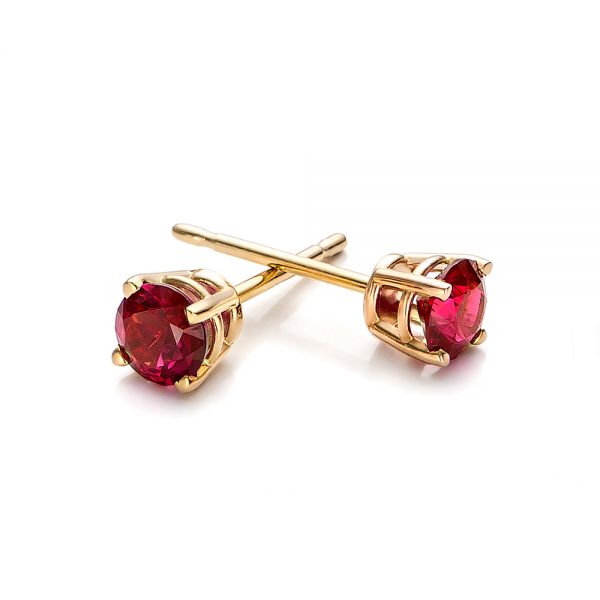 18k Yellow Gold 18k Yellow Gold Ruby Stud Earrings - Front View -  100950