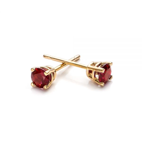 18k Yellow Gold 18k Yellow Gold Ruby Stud Earrings - Front View -  100951