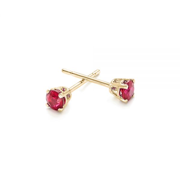18k Yellow Gold 18k Yellow Gold Ruby Stud Earrings - Front View -  102626