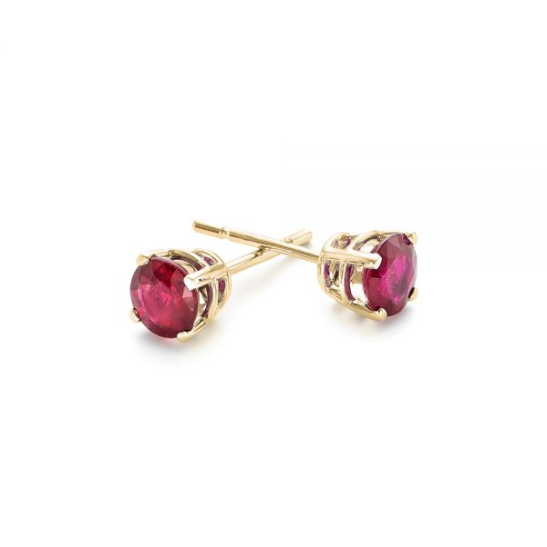 18k Yellow Gold 18k Yellow Gold Ruby Stud Earrings - Front View -  102723