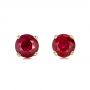 14k Yellow Gold Ruby Stud Earrings - Three-Quarter View -  100949 - Thumbnail