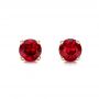 14k Yellow Gold Ruby Stud Earrings - Three-Quarter View -  100950 - Thumbnail