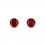 14k Yellow Gold Ruby Stud Earrings - Three-Quarter View -  100951 - Thumbnail