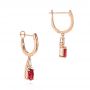 18k Rose Gold 18k Rose Gold Ruby And Diamond Earrings - Front View -  106059 - Thumbnail