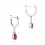 14k White Gold 14k White Gold Ruby And Diamond Earrings - Front View -  106059 - Thumbnail