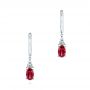 18k White Gold 18k White Gold Ruby And Diamond Earrings - Three-Quarter View -  106059 - Thumbnail