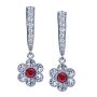 Ruby And Diamond Earrings - Three-Quarter View -  949 - Thumbnail