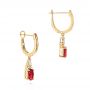 14k Yellow Gold Ruby And Diamond Earrings - Front View -  106059 - Thumbnail