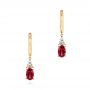 14k Yellow Gold Ruby And Diamond Earrings - Three-Quarter View -  106059 - Thumbnail