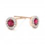 18k Rose Gold 18k Rose Gold Ruby And Diamond Halo Earrings - Front View -  100974 - Thumbnail