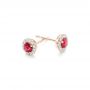 14k Rose Gold 14k Rose Gold Ruby And Diamond Halo Earrings - Front View -  102620 - Thumbnail