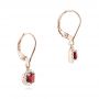 18k Rose Gold 18k Rose Gold Ruby And Diamond Halo Earrings - Front View -  102625 - Thumbnail