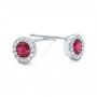  Platinum Platinum Ruby And Diamond Halo Earrings - Front View -  100974 - Thumbnail