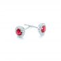 18k White Gold 18k White Gold Ruby And Diamond Halo Earrings - Front View -  102620 - Thumbnail