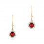 18k Yellow Gold 18k Yellow Gold Ruby And Diamond Halo Earrings - Three-Quarter View -  102625 - Thumbnail