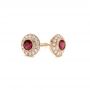 18k Rose Gold 18k Rose Gold Ruby And Diamond Halo Stud Earrings - Front View -  103730 - Thumbnail