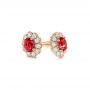 18k Rose Gold 18k Rose Gold Ruby And Diamond Halo Stud Earrings - Front View -  106454 - Thumbnail
