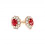 18k Rose Gold 18k Rose Gold Ruby And Diamond Halo Stud Earrings - Front View -  106454 - Thumbnail