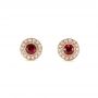 18k Rose Gold Ruby And Diamond Halo Stud Earrings