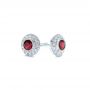  Platinum Platinum Ruby And Diamond Halo Stud Earrings - Front View -  103730 - Thumbnail