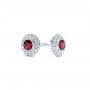 14k White Gold 14k White Gold Ruby And Diamond Halo Stud Earrings - Front View -  103730 - Thumbnail