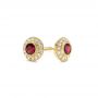 18k Yellow Gold 18k Yellow Gold Ruby And Diamond Halo Stud Earrings - Front View -  103730 - Thumbnail