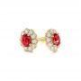 18k Yellow Gold 18k Yellow Gold Ruby And Diamond Halo Stud Earrings - Front View -  106454 - Thumbnail