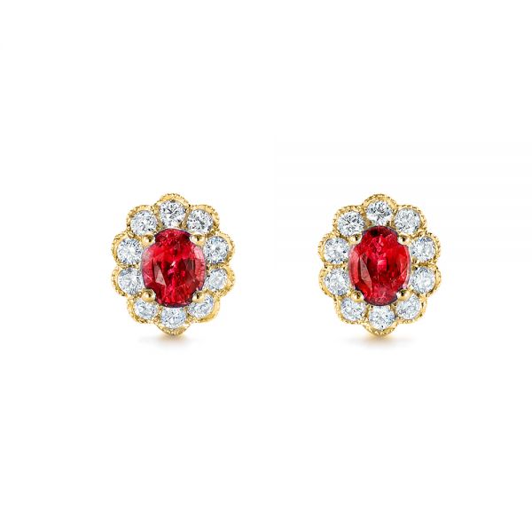 Ruby and Diamond Halo Stud Earrings - reference design