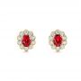 14k Yellow Gold 14k Yellow Gold Ruby And Diamond Halo Stud Earrings - Three-Quarter View -  106454 - Thumbnail