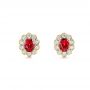 14k Yellow Gold 14k Yellow Gold Ruby And Diamond Halo Stud Earrings - Three-Quarter View -  106454 - Thumbnail