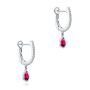  Platinum Platinum Ruby And Diamond Huggies - Front View -  108026 - Thumbnail