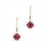 14k Rose Gold 14k Rose Gold Ruby And And Diamond Leverback Earrings - Three-Quarter View -  106011 - Thumbnail