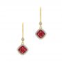 14k Yellow Gold Ruby And And Diamond Leverback Earrings - Three-Quarter View -  106011 - Thumbnail