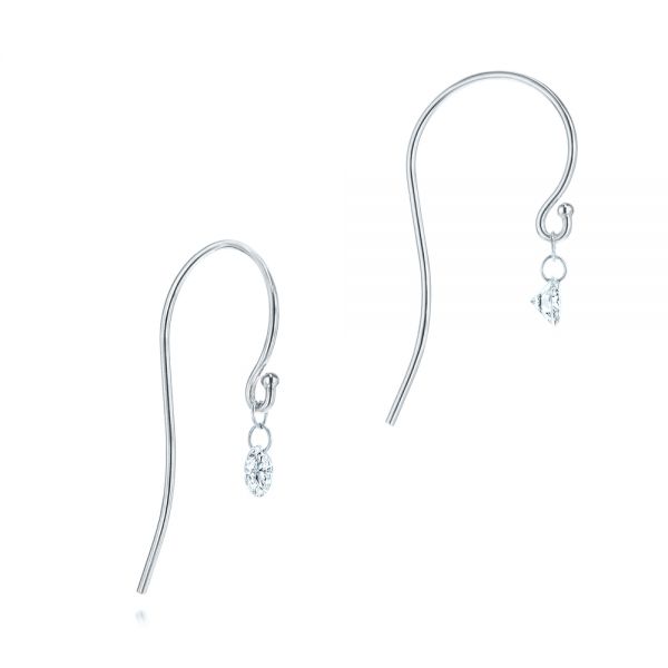 14k White Gold 14k White Gold Shepherd Hook Floating Round Diamond Earrings - Front View -  106688 - Thumbnail
