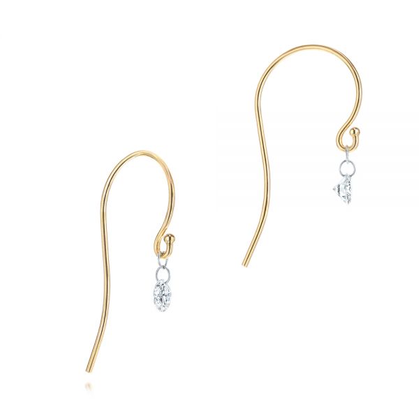  Yellow Gold Yellow Gold Shepherd Hook Floating Round Diamond Earrings - Front View -  106688 - Thumbnail