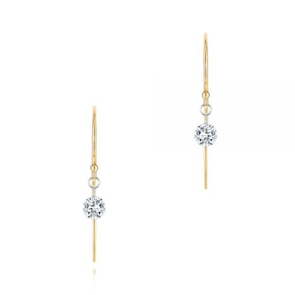 Shepherd Hook Floating Round Diamond Earrings - Image