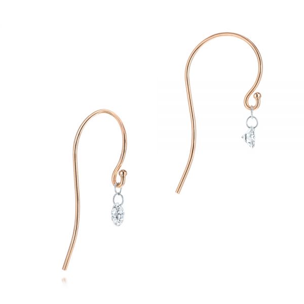 18k Rose Gold 18k Rose Gold Shepherd Hook Round Diamond Earrings - Front View -  106688 - Thumbnail