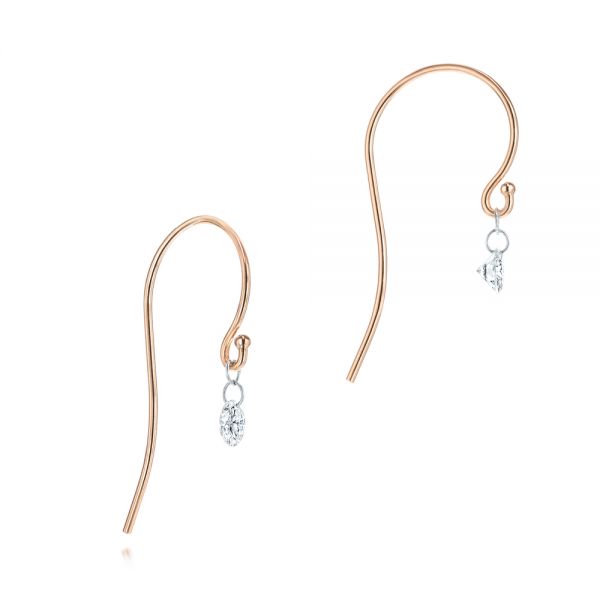 14k Rose Gold 14k Rose Gold Shepherd Hook Round Diamond Earrings - Front View - 106688