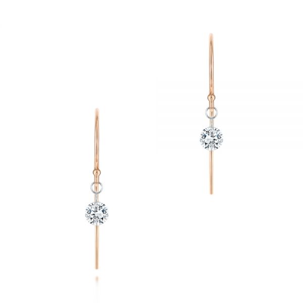 Shepherd Hook Round Diamond Earrings - Image