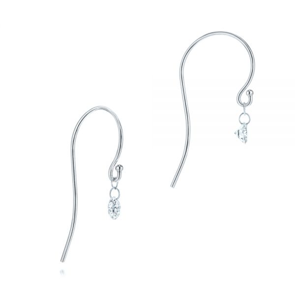 18k White Gold 18k White Gold Shepherd Hook Round Diamond Earrings - Front View -  106688