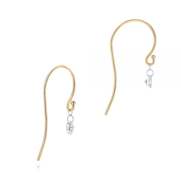 18k Yellow Gold 18k Yellow Gold Shepherd Hook Round Diamond Earrings - Front View -  106688
