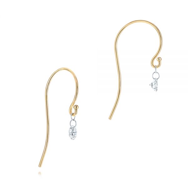 14k Yellow Gold 14k Yellow Gold Shepherd Hook Round Diamond Earrings - Front View -  106688 - Thumbnail