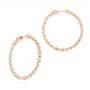 18k Rose Gold 18k Rose Gold Single Prong Diamond Hoop Earrings - Three-Quarter View -  103690 - Thumbnail
