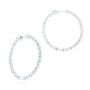 18k White Gold Single Prong Diamond Hoop Earrings - Three-Quarter View -  103690 - Thumbnail