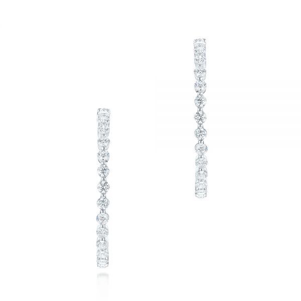  Platinum Platinum Single Prong Diamond Hoop Earrings - Front View -  103690